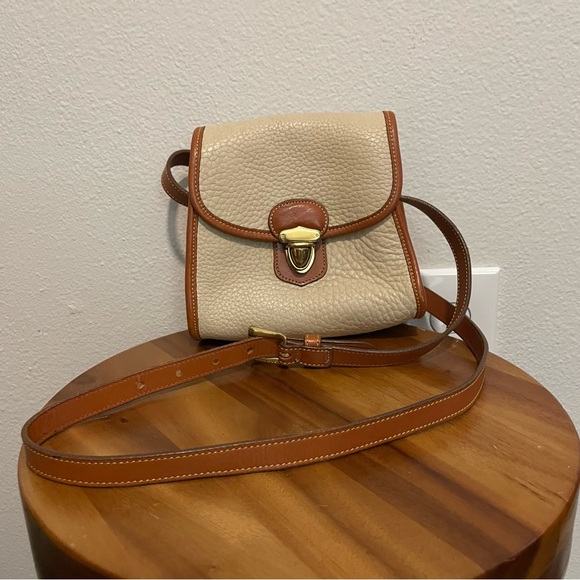 Dooney & Bourke Handbags - Dooney & Bourke Vintage Mini Crossbody AWL Leather Bag Made in USA Beige Tan D&B